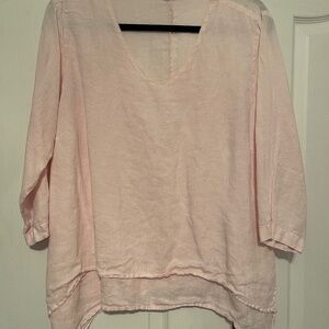 La Fixsun Lagenlook Tunic Blouse 100% Linen Size Small EUC